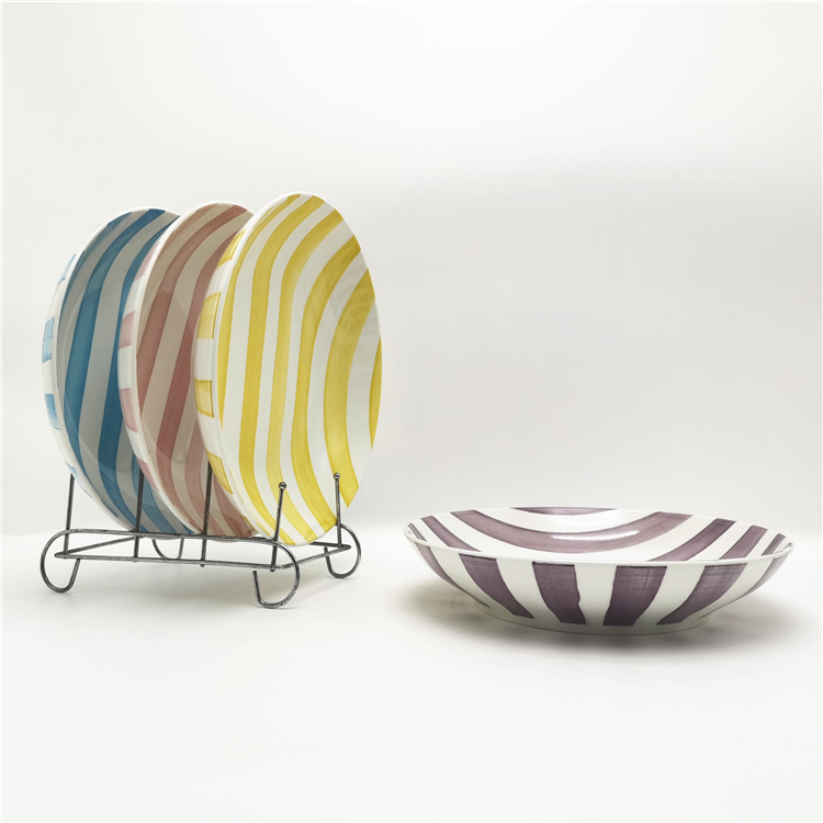 Wholesale 9inch Colorful Stripes Design Soup Plate