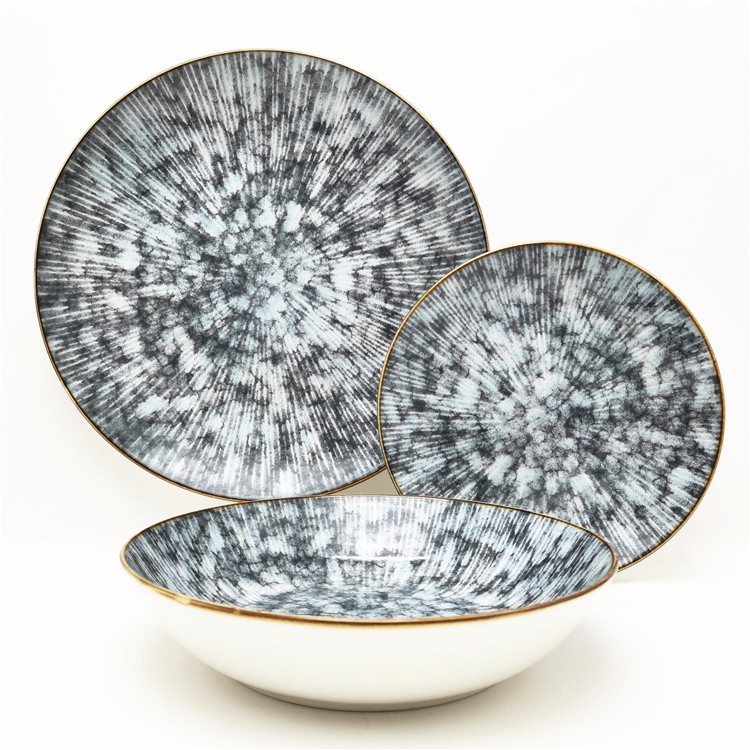 Green Marble Design Fine Porcelain 18pcs Dinner Set for 6 Persons
