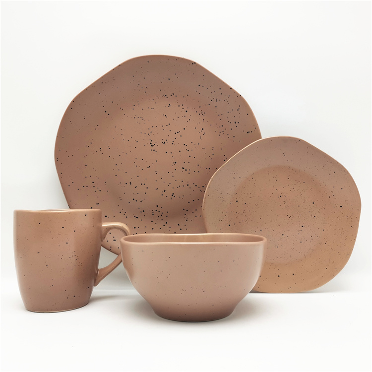 Irregular Shape Stoneware Color Glaze 16pcs Dinner Set for 4 Persons Supplier