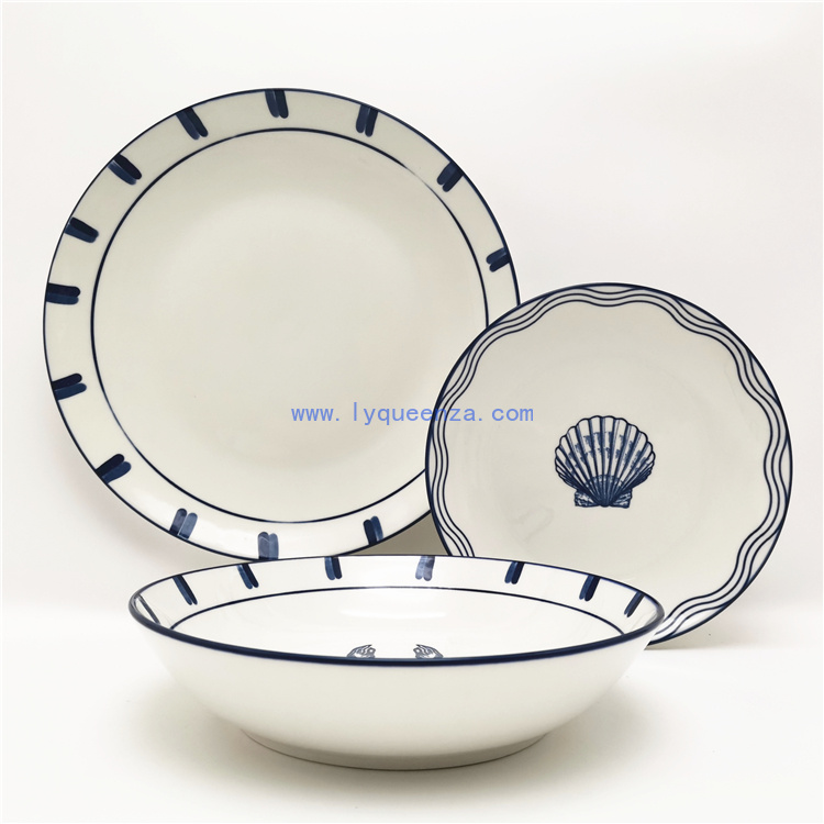 Dive into Coastal Elegance: Wholesale Pad - Printing Porcelain Dinnerware Set