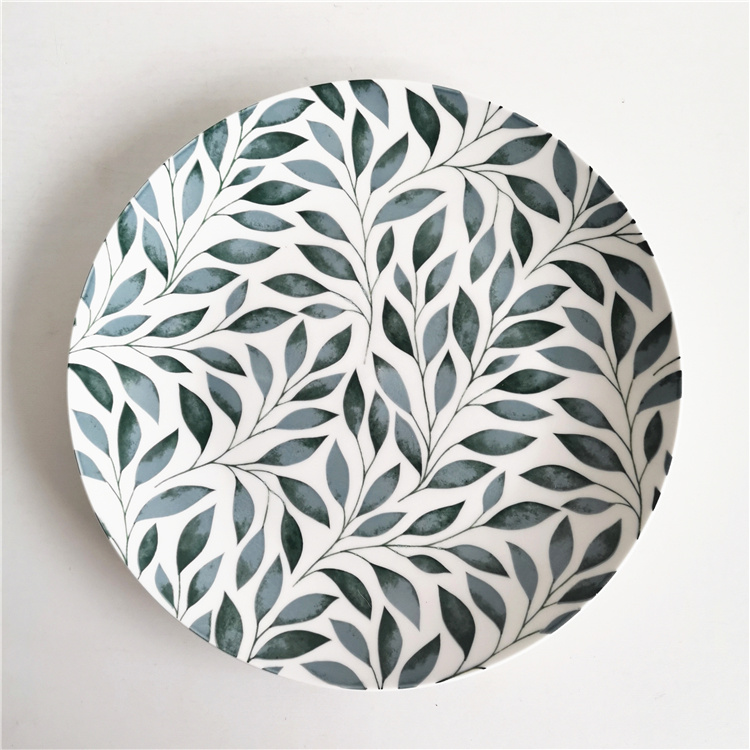 custome logo and design 10.5/7.5inch pad printing porcelain dinner plate