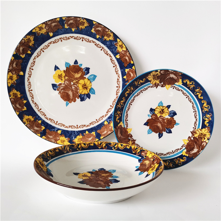 Bohemian Style Floral pattern ceramic tableware 12/18 pieces porcelain dinner set