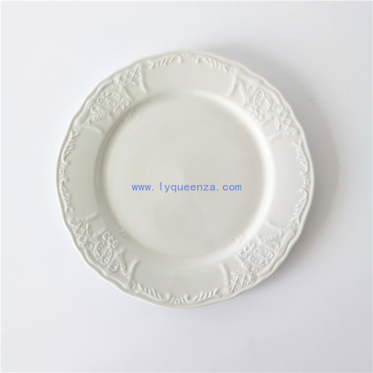 Wholesale 9 - inch Embossed Porcelain Dinner Plate: Where Elegance Meets Function