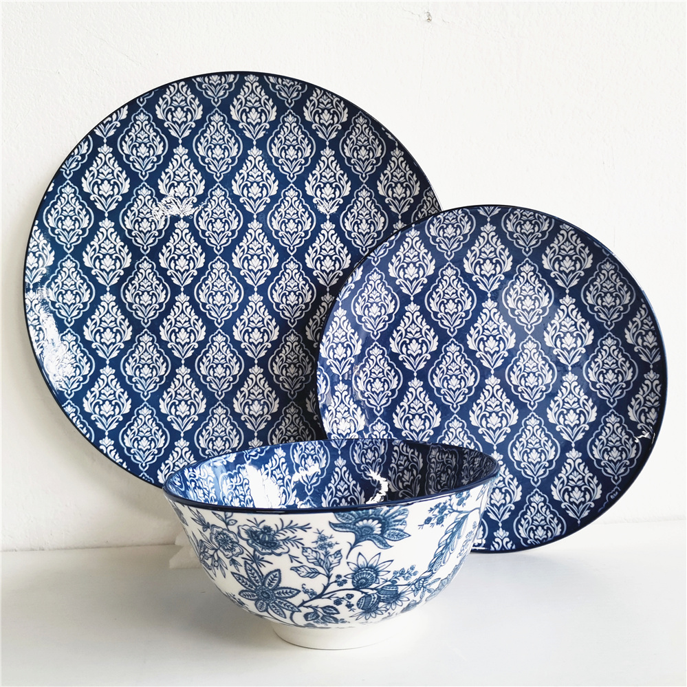 Pad printed 12pcs porcelain dinner set for  4 persons