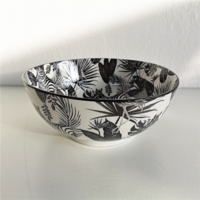 wholesale porcelain 8inch seving salad mix bowl with pad printing