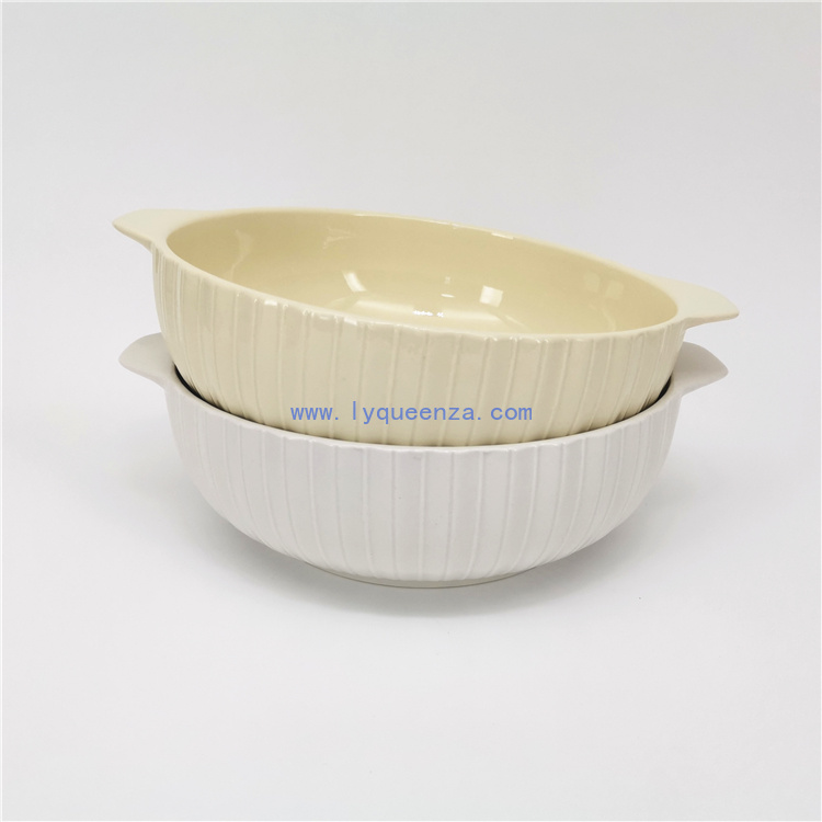 Wholesale 9inch 2000ml Ribbed Porcelain Serving Bowls
