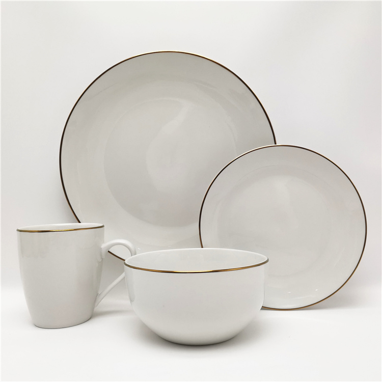 gold line design ceramic dinner set wholesale