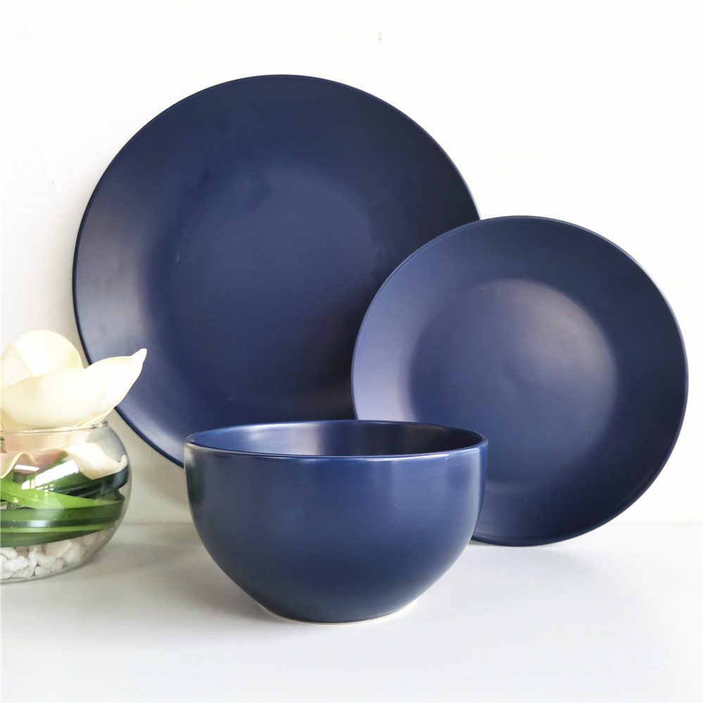 Blue color glazed ceramic stoneware dinnerware