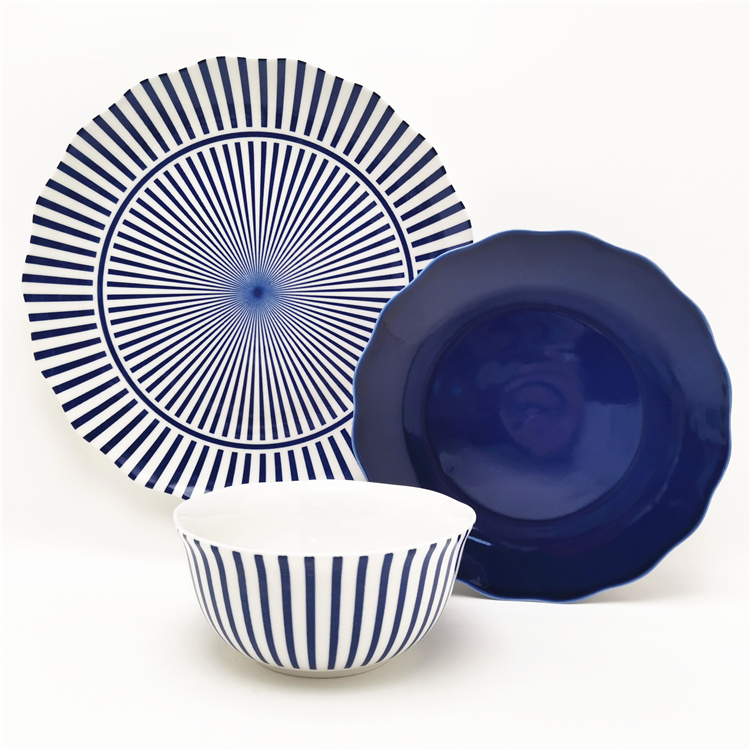 Lotus Edge Series Dinnerware with Pad Printing Design & Solid Color Glazed