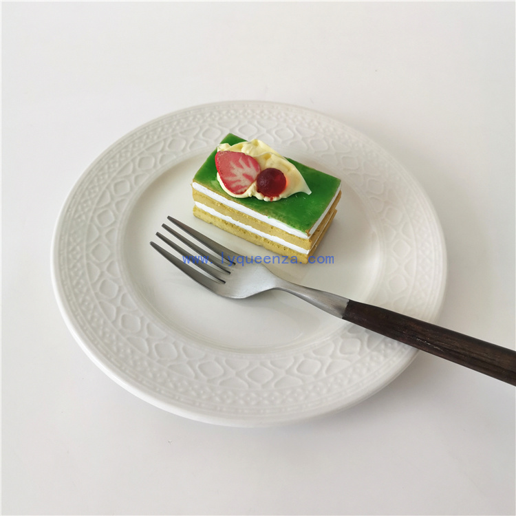 Elevate Your Table Settings with 8 - Inch Embossed Porcelain Plates