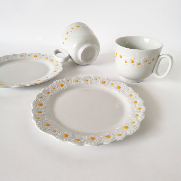 Wholesale Fresh Daisy Design Porcelain Plate and Coffee Mug