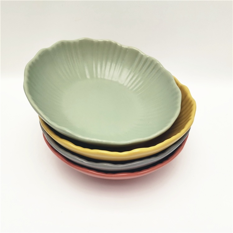 8.7inch 1100ml  embossed matte color glaze soup serving bowls dinnerware supplier