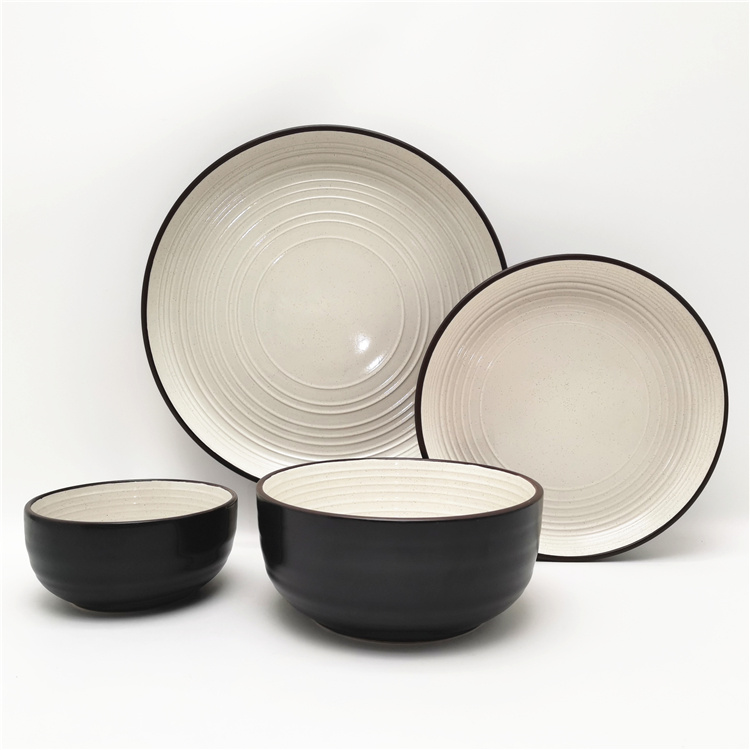Modern Embossed 16pcs Ceramic Stoneware Dinnerware Set Supplier
