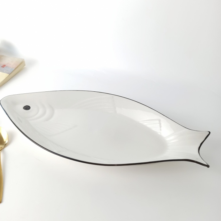 12/14/15.5 Inch Fish Shape Plates Porcelain Dinner Plate Serving Restaurant Hotel Events Wedding Fish Platter