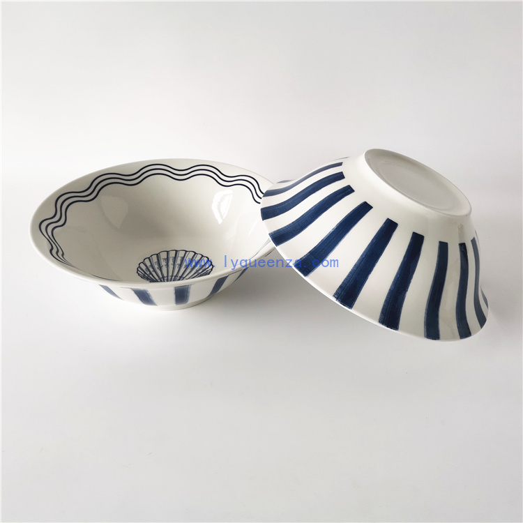 Wholesale 10 - Inch Big Porcelain Salad Bowls: Bring the Sea to Your Table