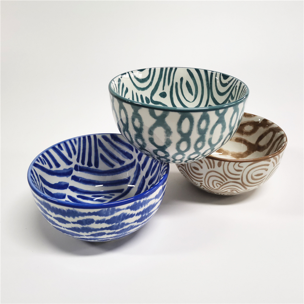 5.5inch  700ml Modern porcelain pad printed bowl for soup bowl rice