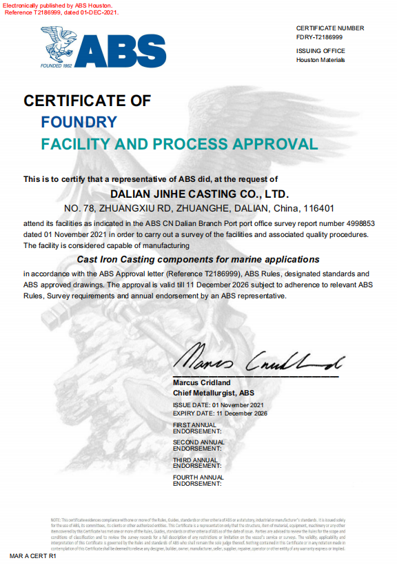 American Bureau of Shipping (ABS) Certificate American Bureau of Shipping (ABS) Certificate
