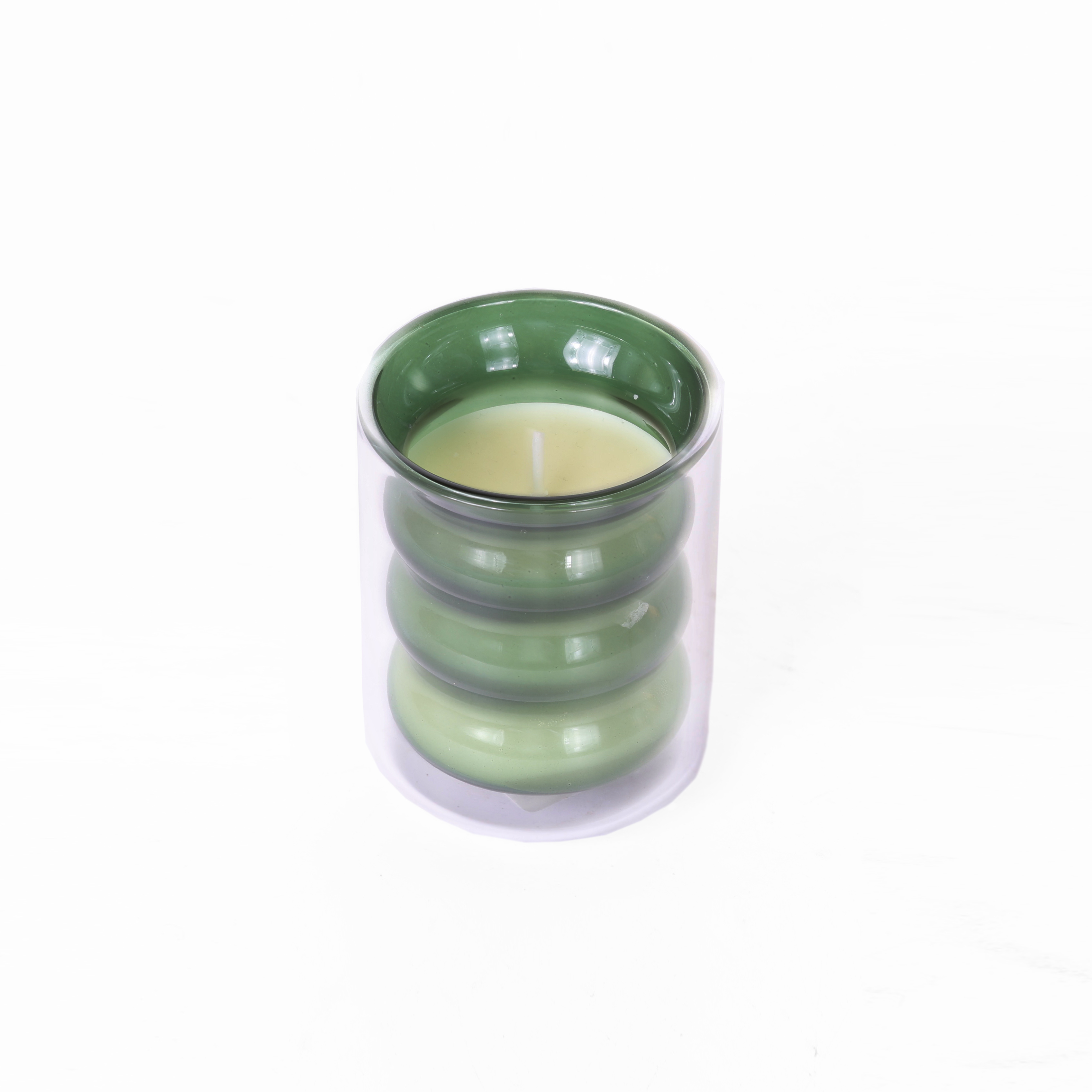 Green -  Fresh Cucumber Melon - double wall glass scented candle