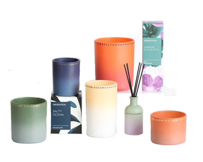 colorful glass scented candles