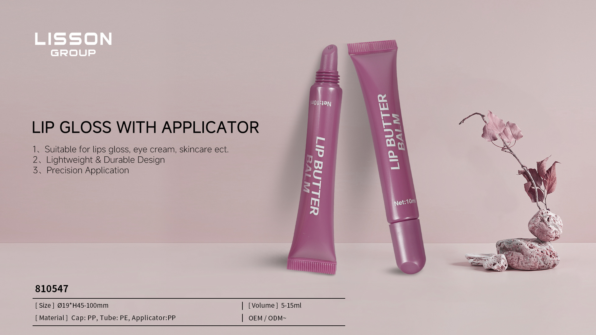 Custom Squeeze Lip Gloss Tube With Applicator Custom Squeeze Lip Gloss Tube With Applicator