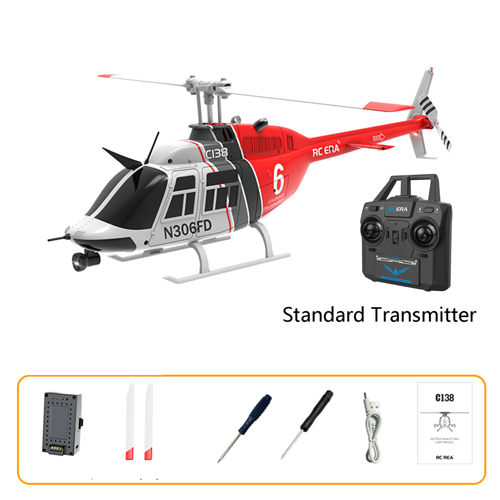 RC ERA C138 Bell206 Gyro Stabilized Scale RC Helicopter - RTF-RC ERA ...