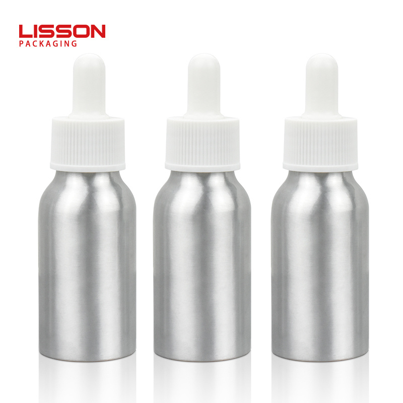 15ml 30ml 50ml Refillable Aluminium Bottle with Glass Dropper Cosmetic Bottle