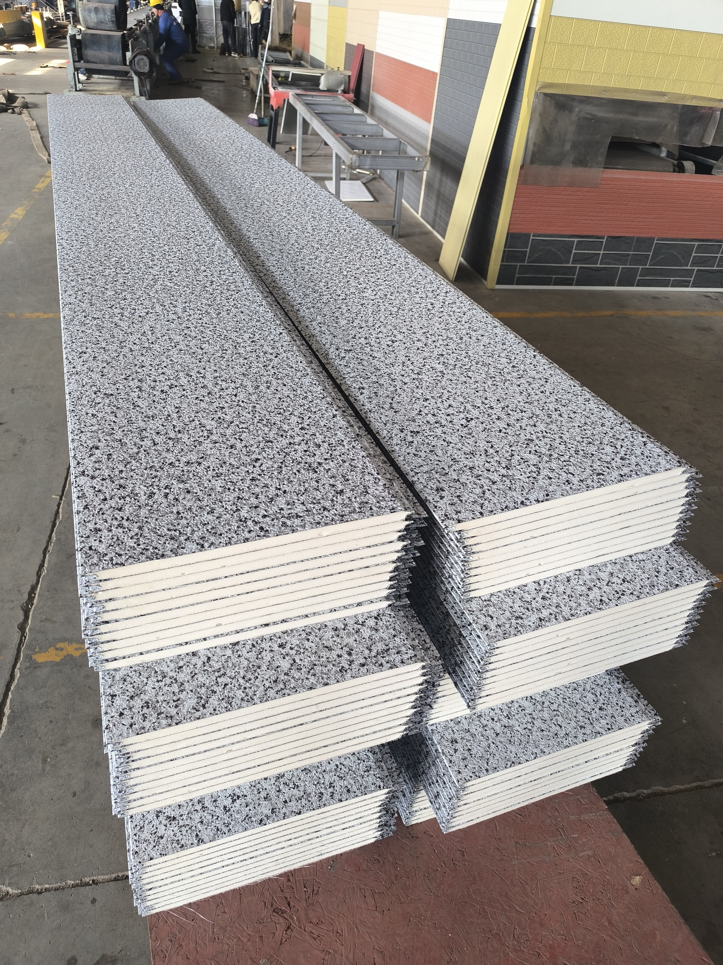 Black and white dot marbling elastic coating flat pattern 1.6cm thickness PU Sandwich wall panel
