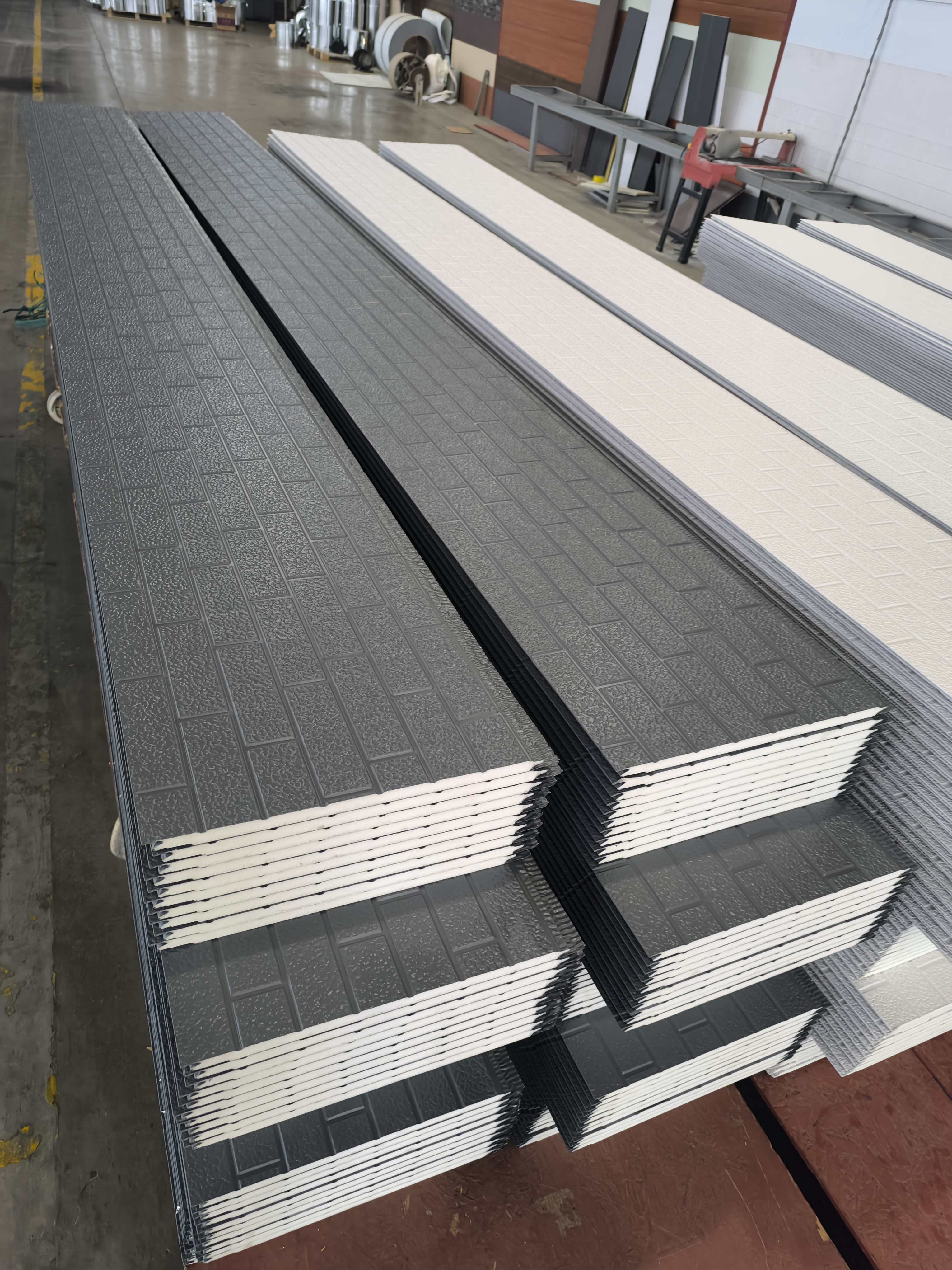 Ancient wall gray six bricks pattern 16mm thickness PU metal siding board for external wall decoration