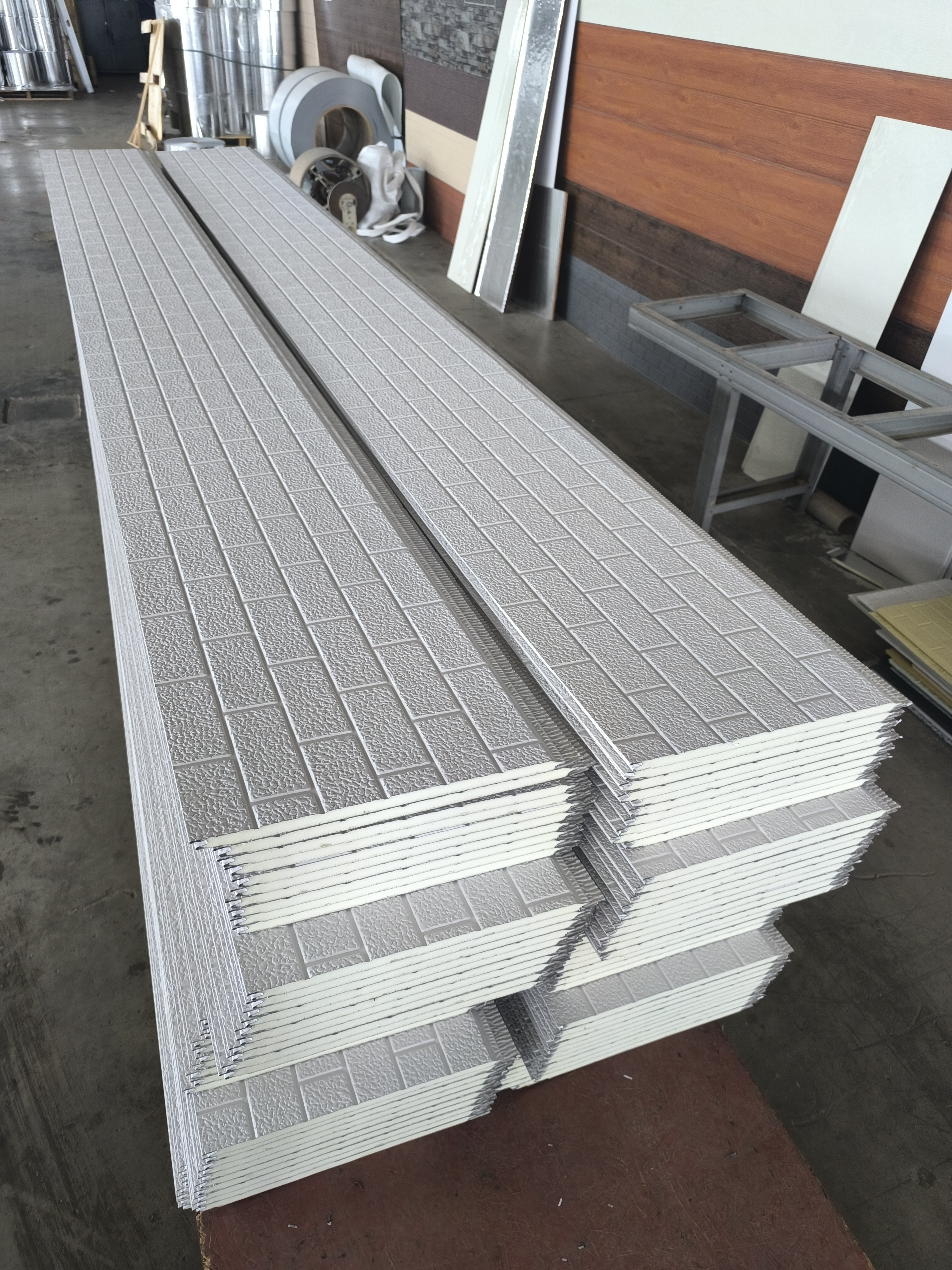 Angle white six bricks series PU metal siding panel for light weight steel villa external wall decoration