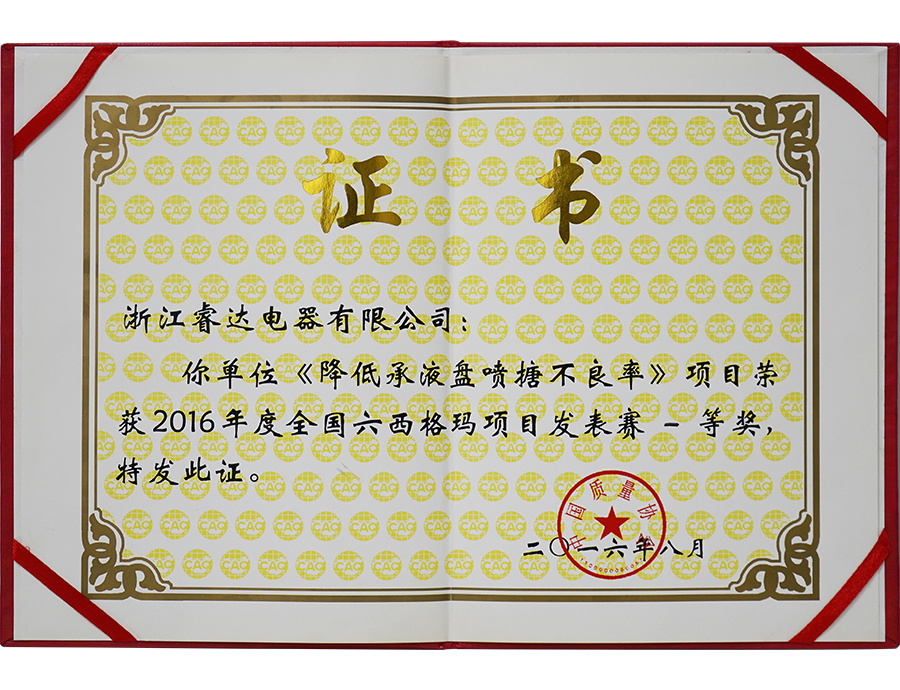 2016六西格玛项目一等奖 2016六西格玛项目一等奖