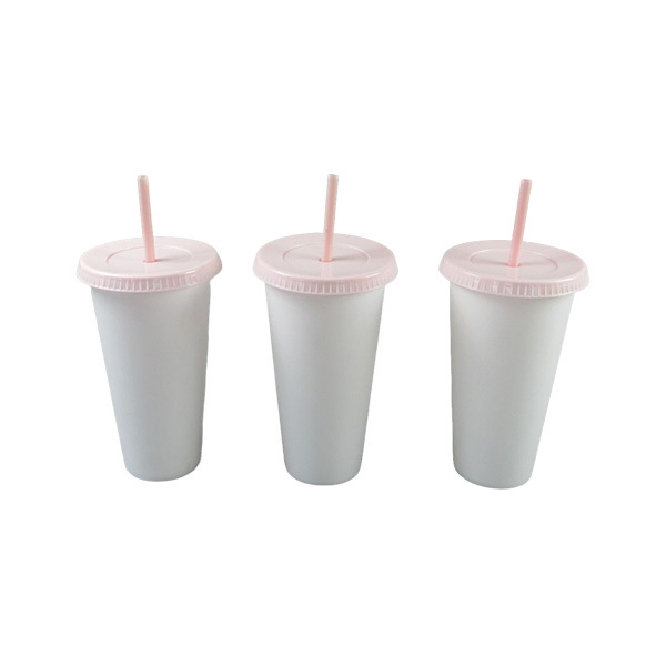 3pcs plastic tumbler with straw