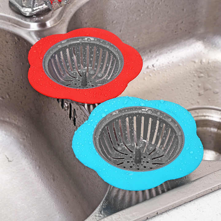 New Hot Flower Shaped Silicone TPR Kitchen Sink Strainer Bathroom Shower Drain Sink Drains Cover sink colander Sewer Hair Filter