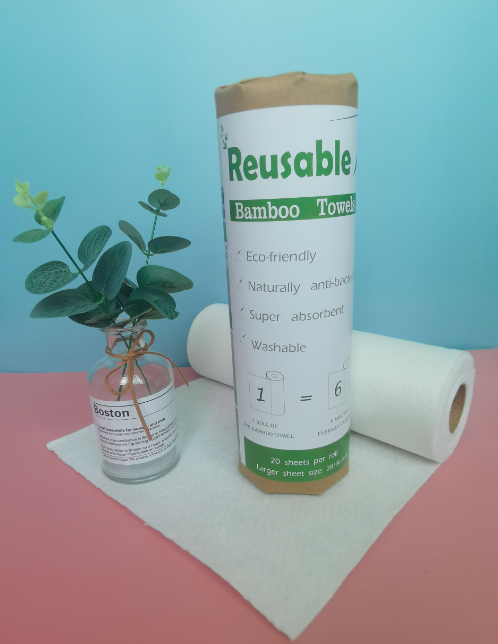 Eco-friendly bamboo nonwoven cloth roll reusable kitchen paper towel 