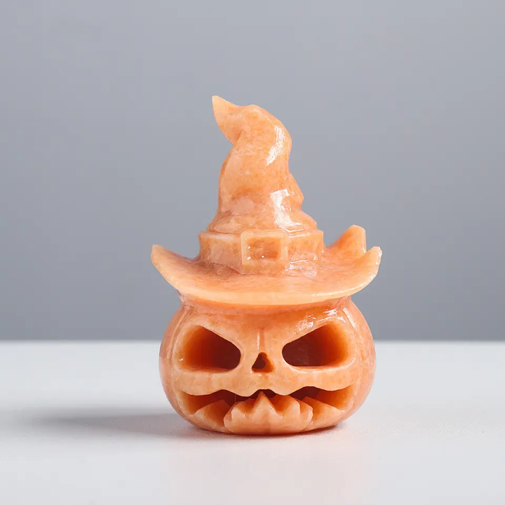 Wholesale Natural Crystal Handicraft Pumpkin Carving Sunstone Hand Carved Crafts Party Gifts for Holiday Decoration & Gift