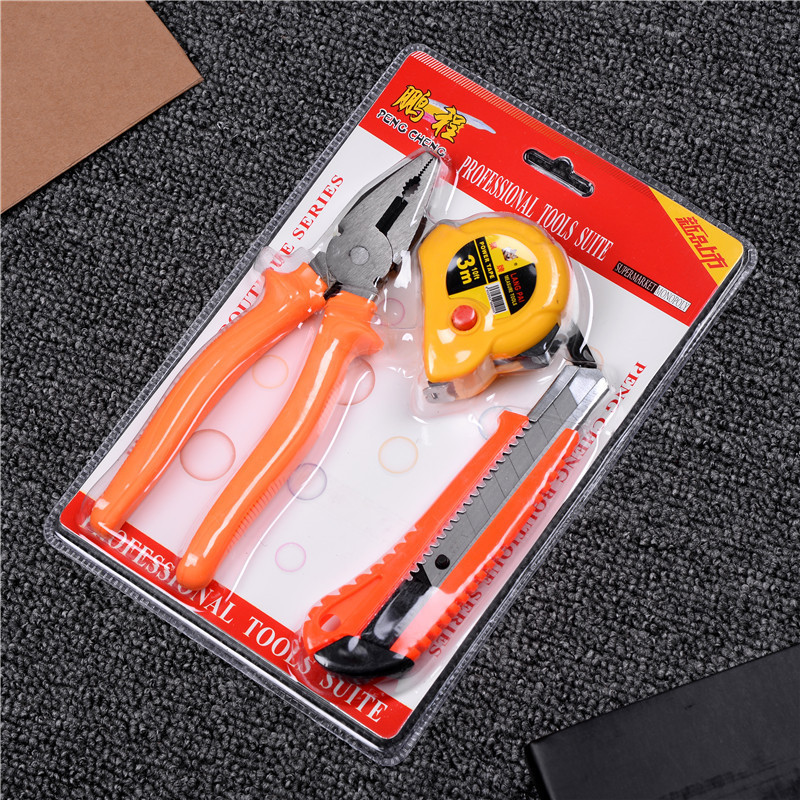 China Factory Price 3pcs hardware tool set Cutter knife/tape measure/plier hand tool set