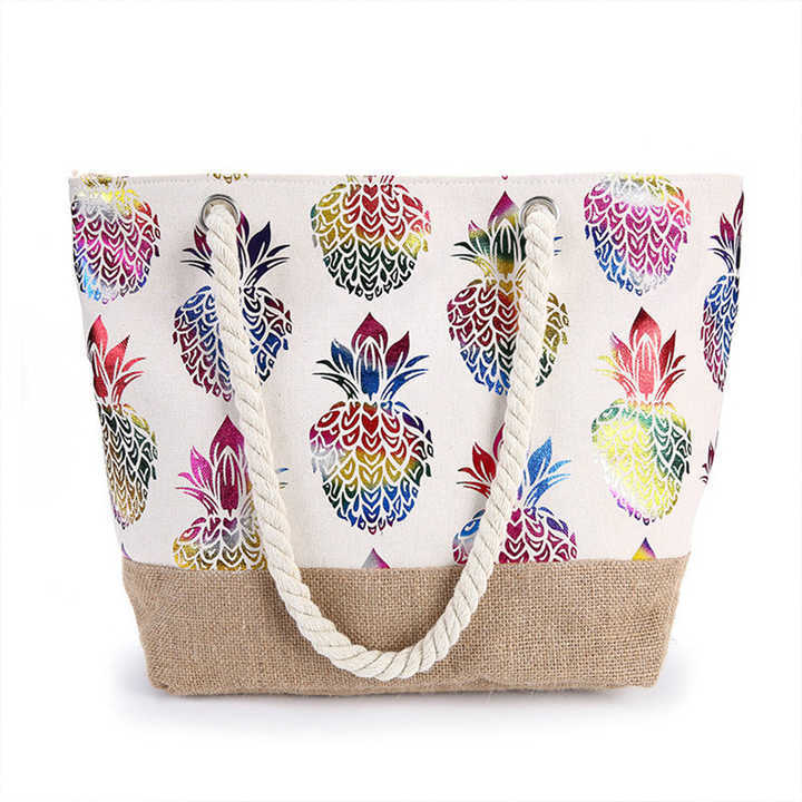 Over Printing Reusable Blank Burlap Jute Tote Handbags Grocery Beach Bag