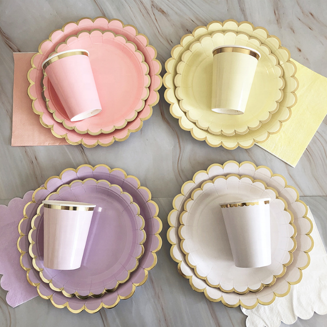 Bronzing wave disc disposable dish Fruit fruit plate disposable party tableware 