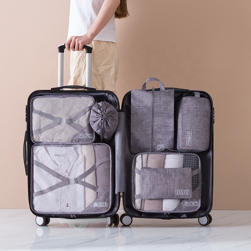 Travel Packing Cubes 7 Pcs Set Luggage Packing Organizers with Shoe Bag and Toiletry Bag