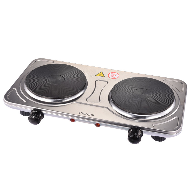 Electric cooking stove electric stove with cast iron burners hot plate thermostat double burner stainless steel