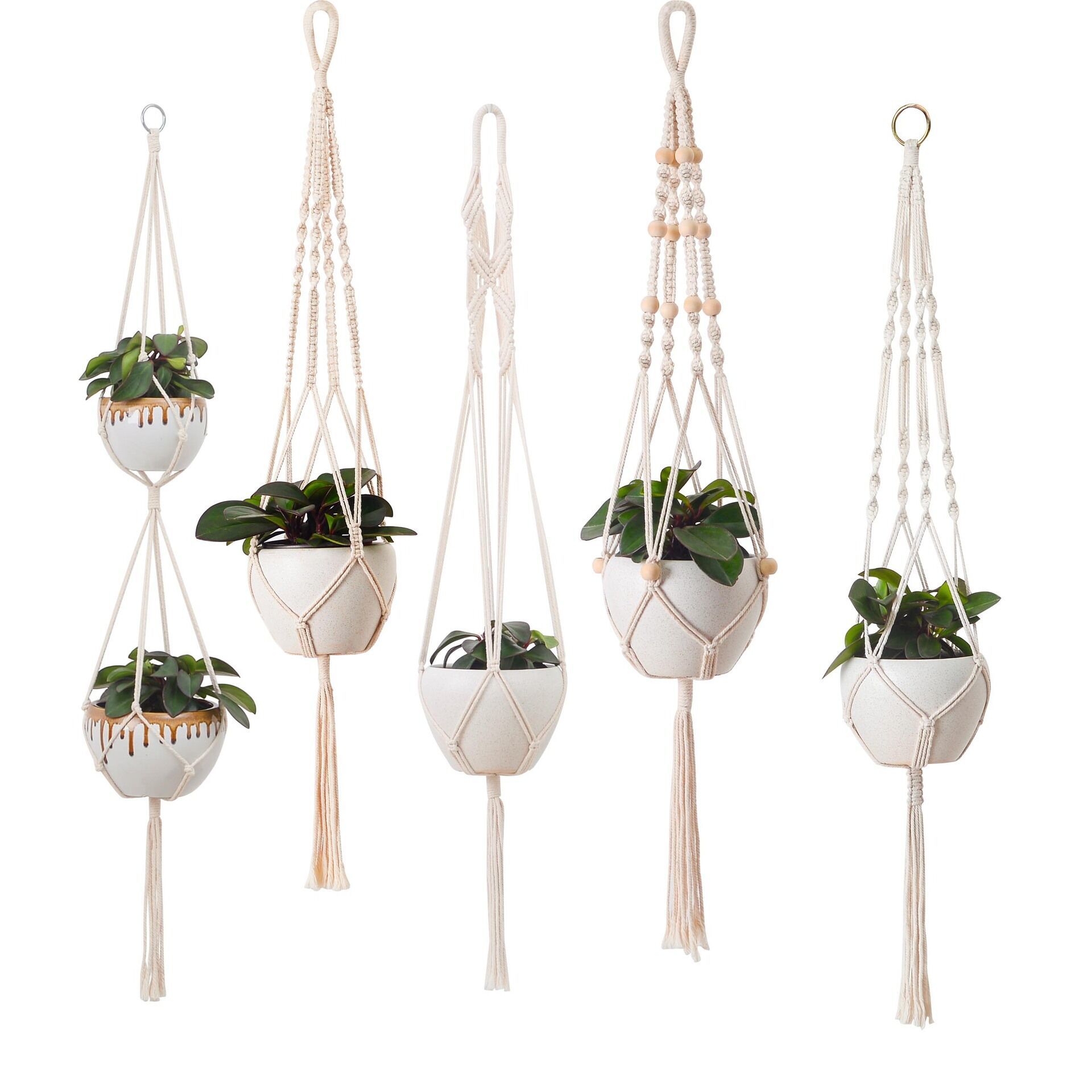 Handmade Cotton Indoor Wall Planter Decorative Flower Pot Holder Boho Macrame Plant Hangers Home Decoration