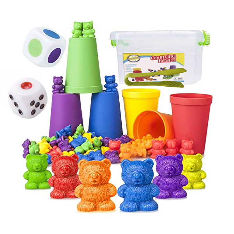 Amazon hot sell kids new education puzzle toy children plastic color sorting counting bears toys