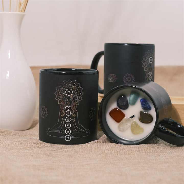 Chakra 2023 High Quality Black Crystal Zodiac Pisces Manifestation Infused Healing Scented Candle For Home Decoration