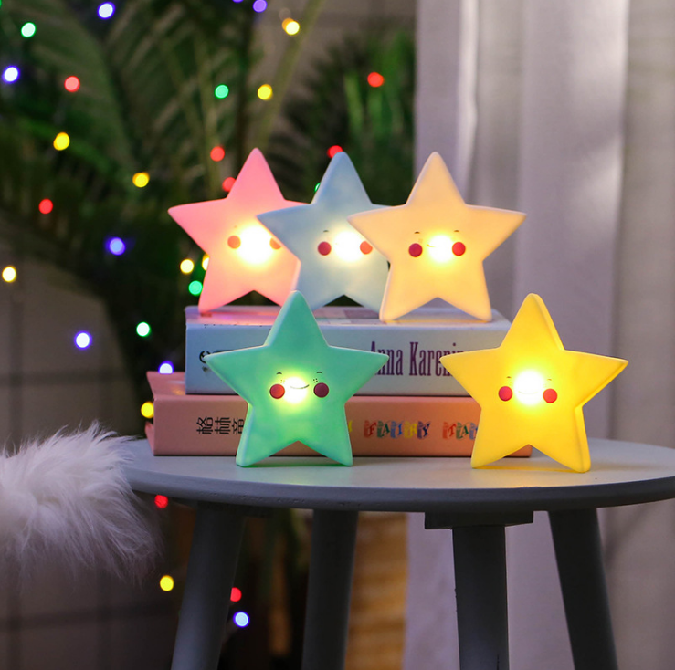 Night Table Decorative PVC LED Holiday Cute Star Light For Bedroom