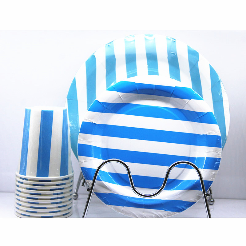 Disposable Party Tableware Navy Blue Paper Plates Cups Napkins Dessert Tableware for Wedding Birthday Party 