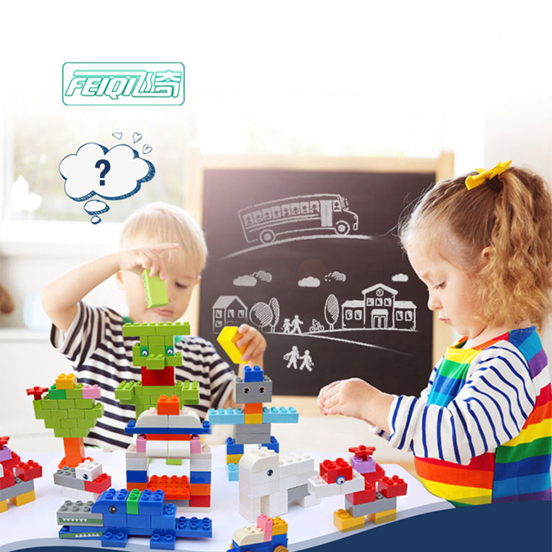 Puzzle wooden block montessori children DIY kindergarten plastic bricks baby indoor building blocks educational toy