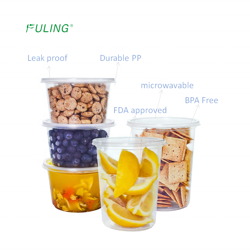 China 28 years factory custom logo 8 oz round alur package food container for dinner disposable pp food deli containers