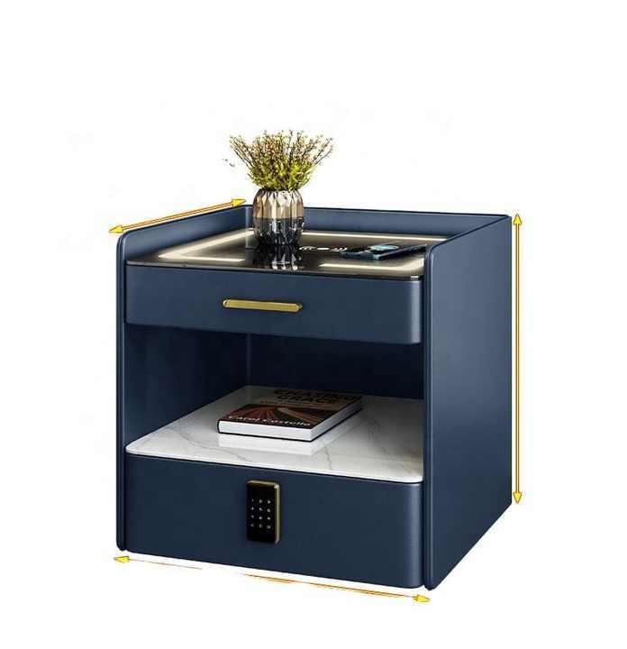 Best Smart Furniture LED Touch Light Bedside Table With Wireless Charging Minimalist Charging Bedroom Nightstand