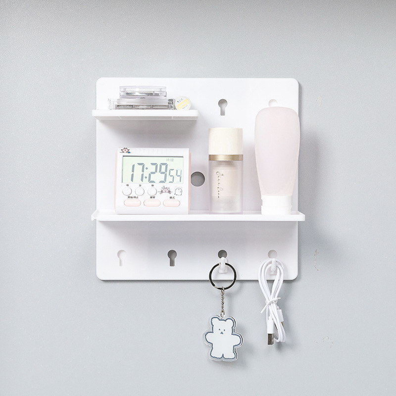 Drilling-free plastic hole board bedroom wall shelf student wall hole storage board