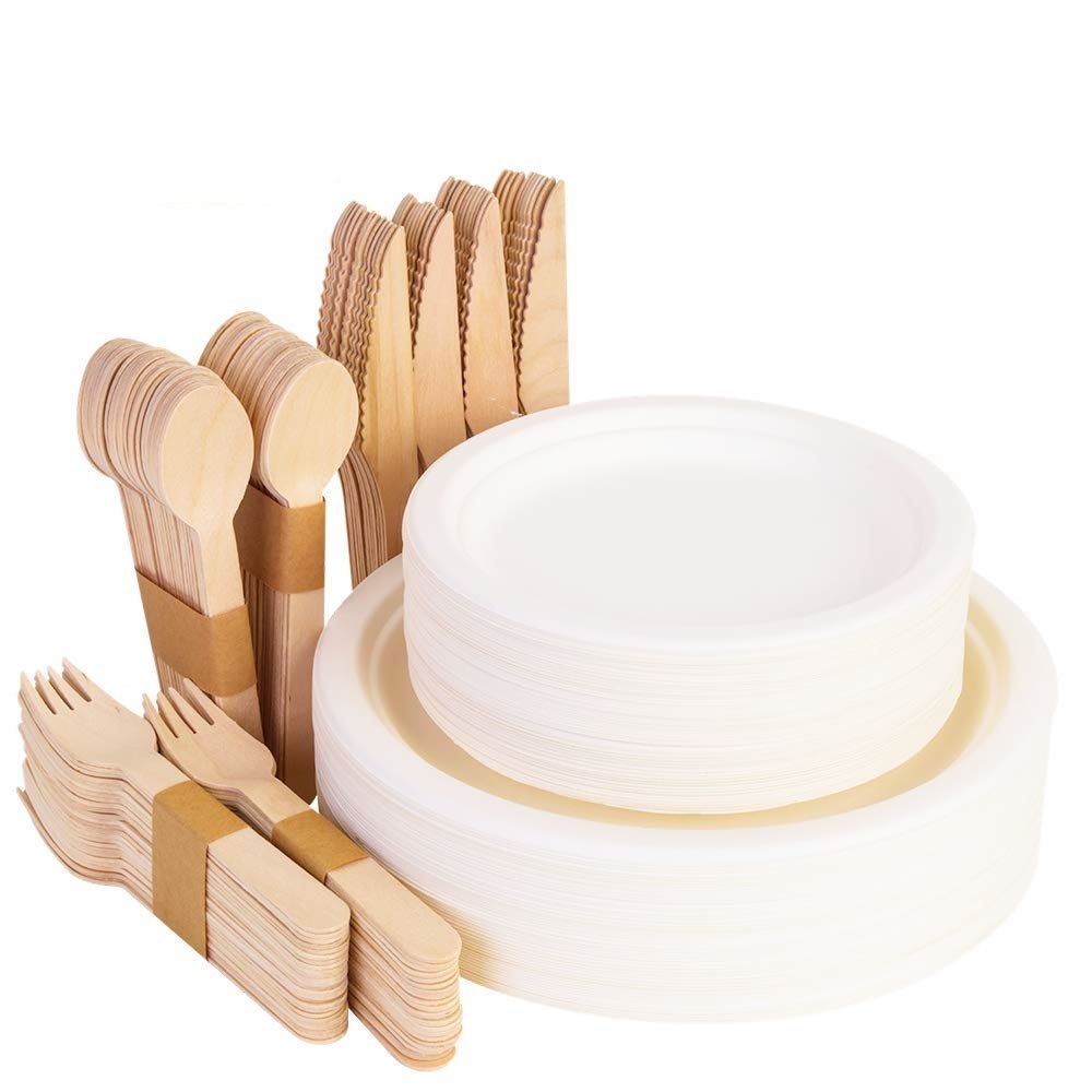 mymoonpie wholesale custom logo disposable paper plates cups sugarcane bagasse tableware