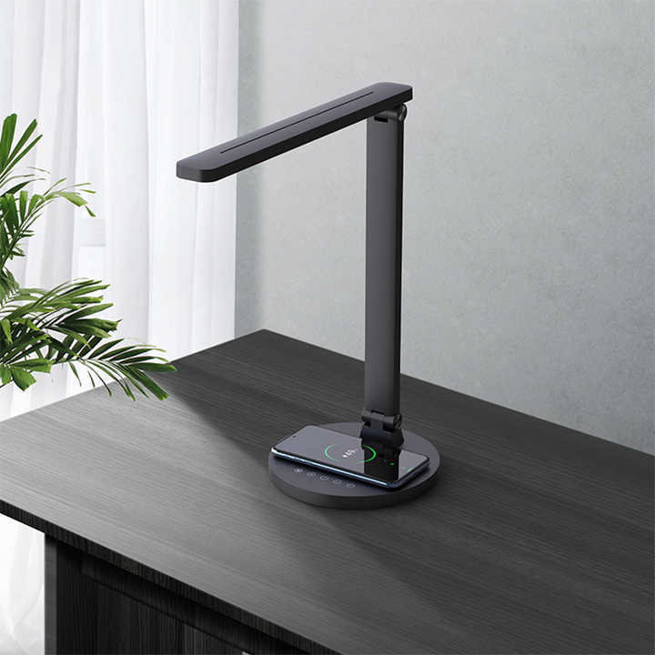 Hottest Foldable study LED table lamp with Wireless charger and USB port charging Desk Lamps by touch dimming for desk lighting